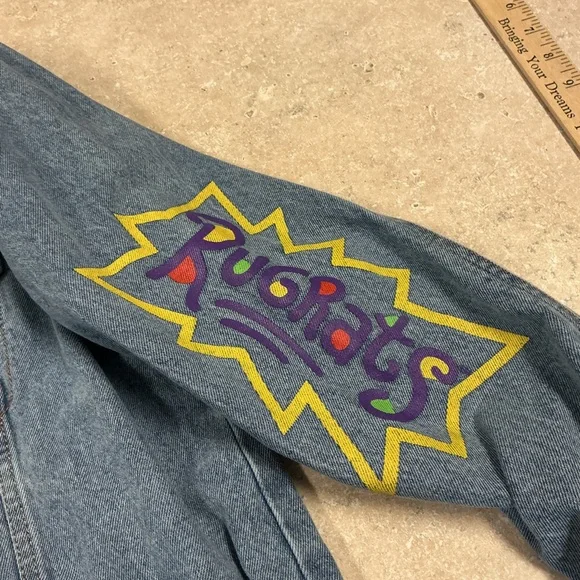 Nickelodeon SZ S Rugrats Graphic Print Jean Jacket Novelty Print Button Up 90’s - Picture 8 of 12